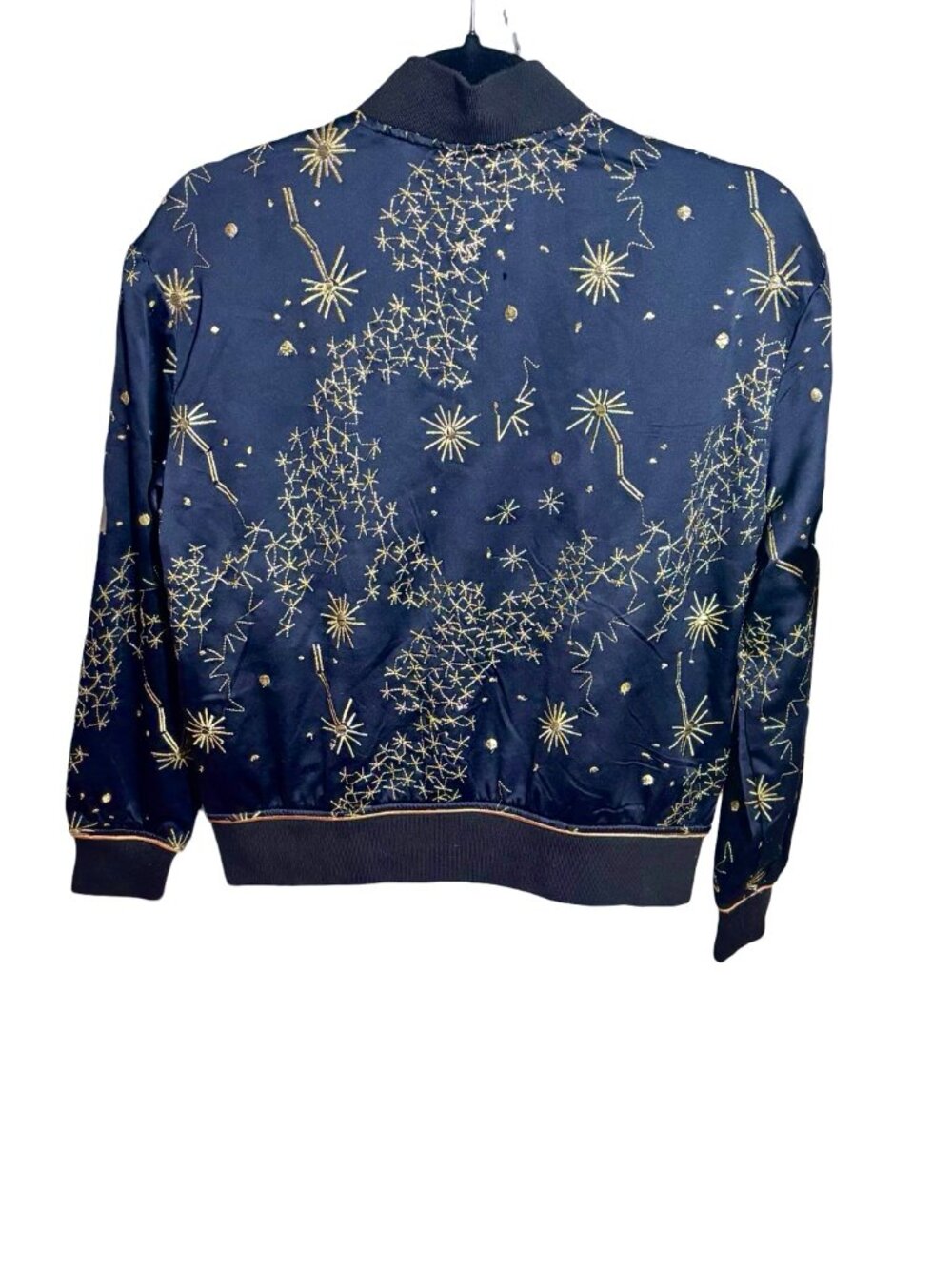 silence + noise Celestial Bomber Jacket, Navy/Gold, Size XS - Picture 4 of 4
